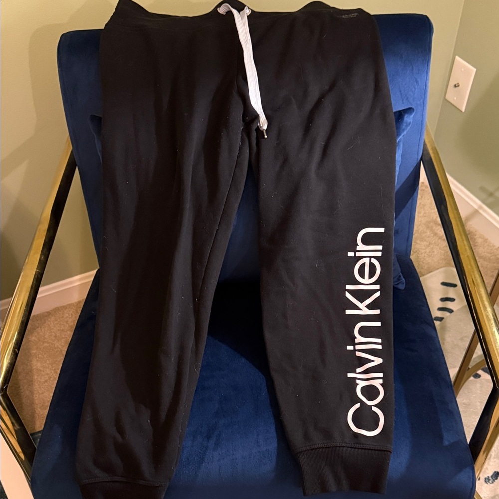 Calvin Klein Black Sweatpants with White Logo